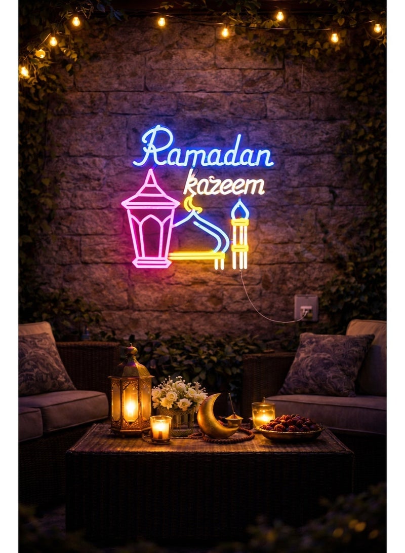 مصباح جداري LED رمضان كريم يعمل بمنفذ USB - مصباح ليلي إسلامي متعدد الألوان للمنزل والباب والديكور الخارجي - سلك بطول مترين، موفر للطاقة - Image 4